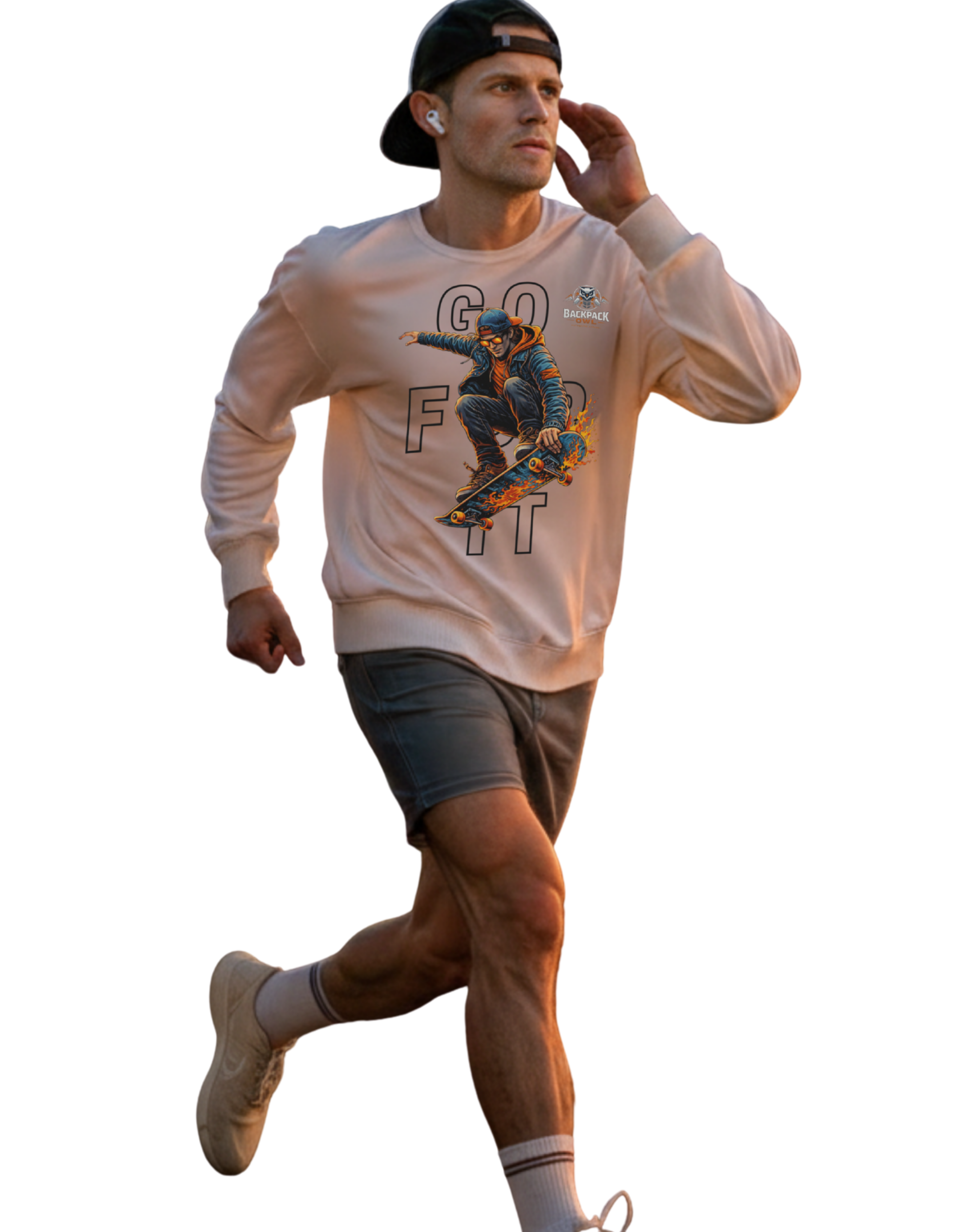 GO FOR IT Skateboarder Graphic Crewneck Sweatshirt – Series MMXXVI/I