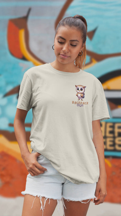 Original Simple Backpack Owl Unisex Garment-Dyed T-shirt - Variante poitrine